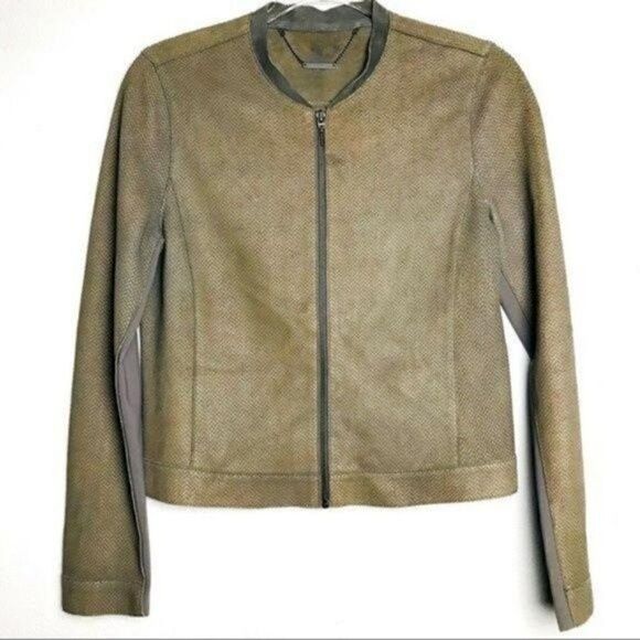 Elie Tahari brown snake scale leather jacket M - Picture 2 of 5